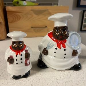 Little Ceramic Chef Napkin Holder and Salt Shaker